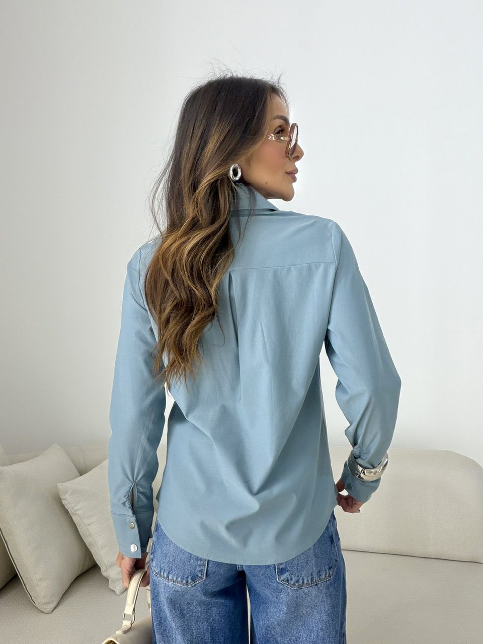 CAMISA ANA JULIA ZÍPER BLUE JEANS