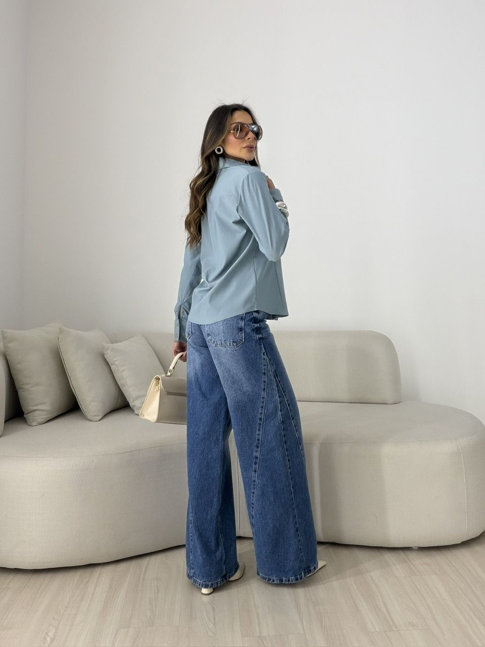 CAMISA ANA JULIA ZÍPER BLUE JEANS