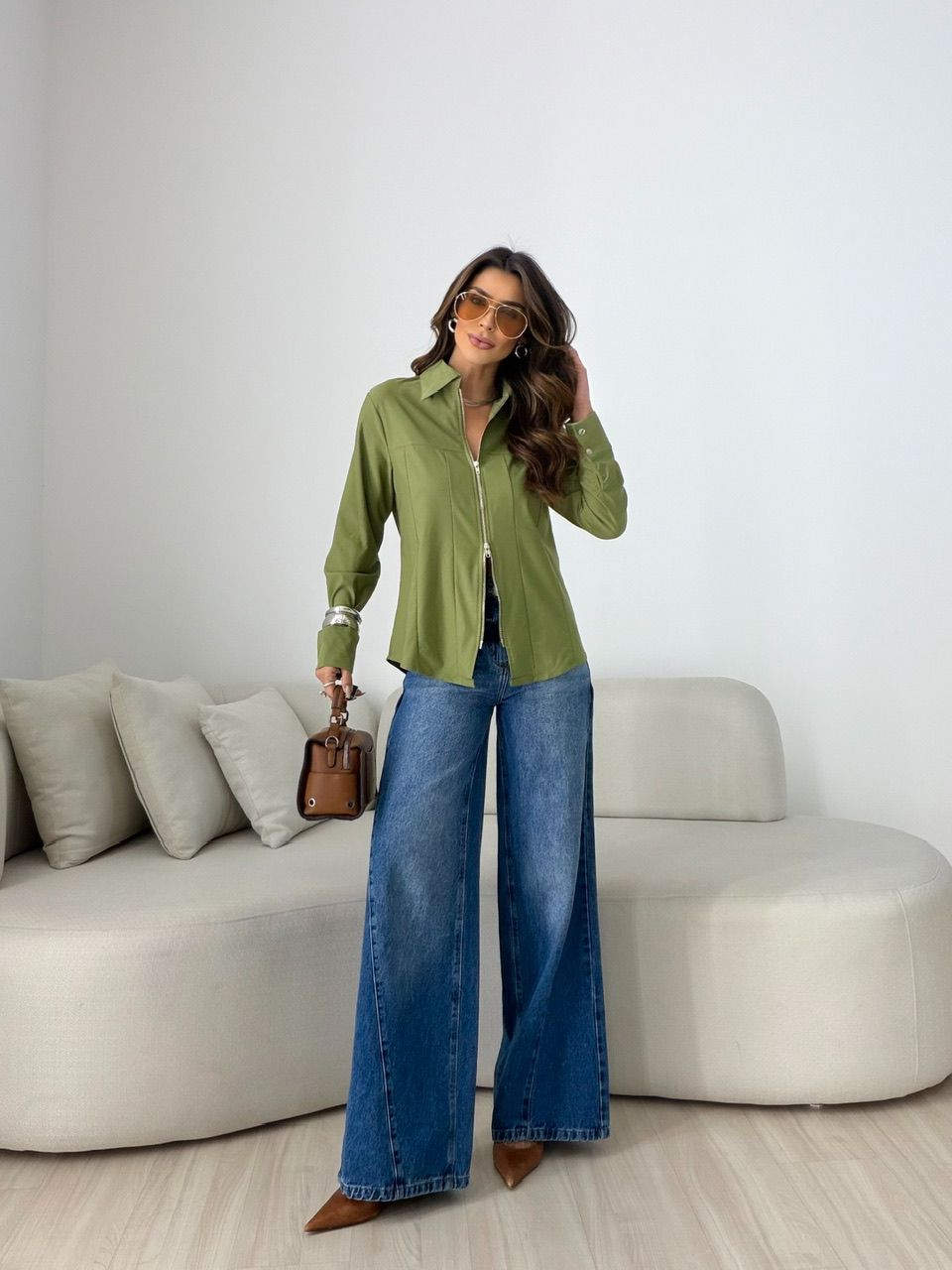 CAMISA ANA JULIA ZÍPER VERDE