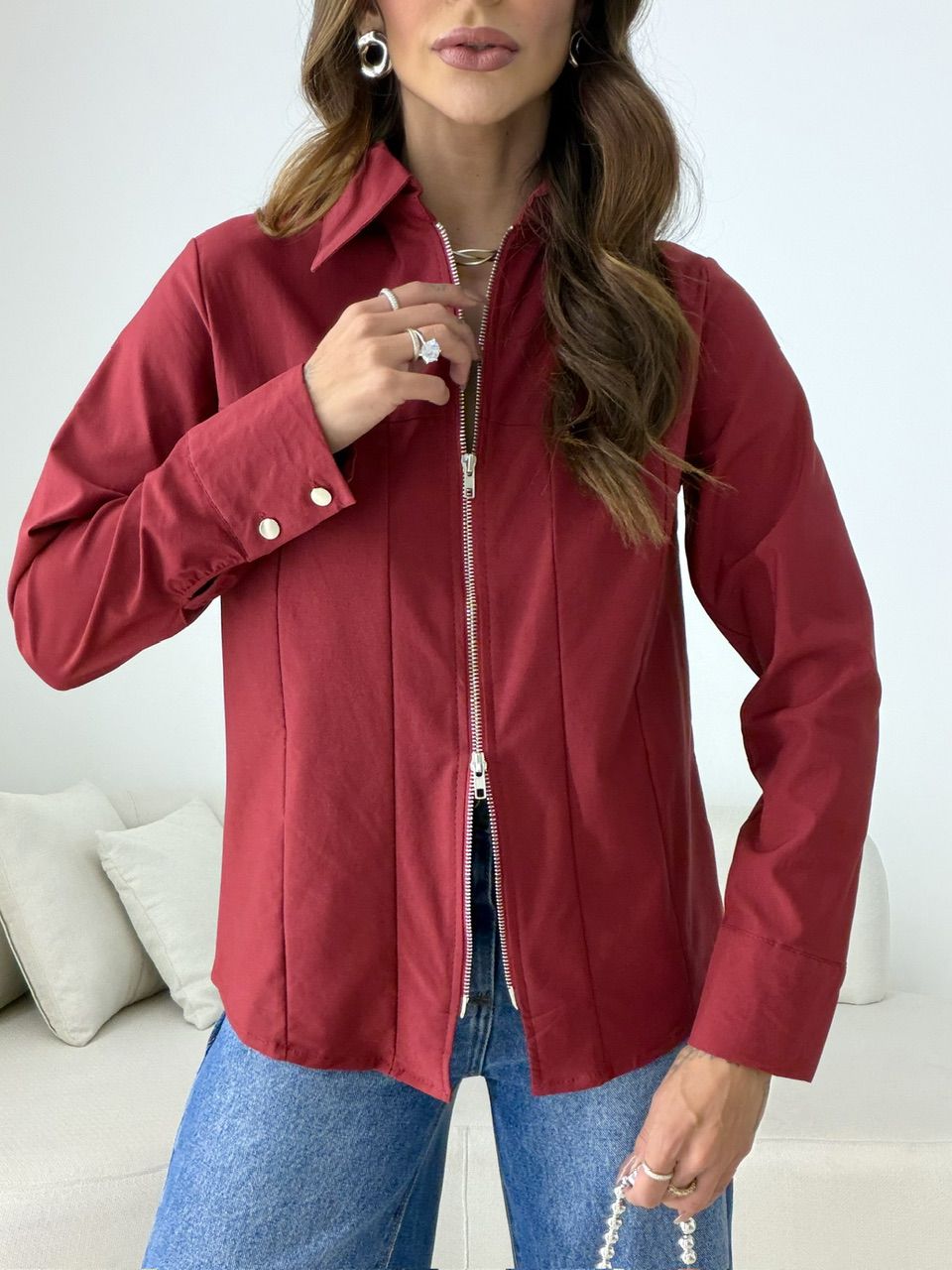 CAMISA ANA JULIA ZÍPER VINHO - 0079180168 - CAROLLA FERRARO