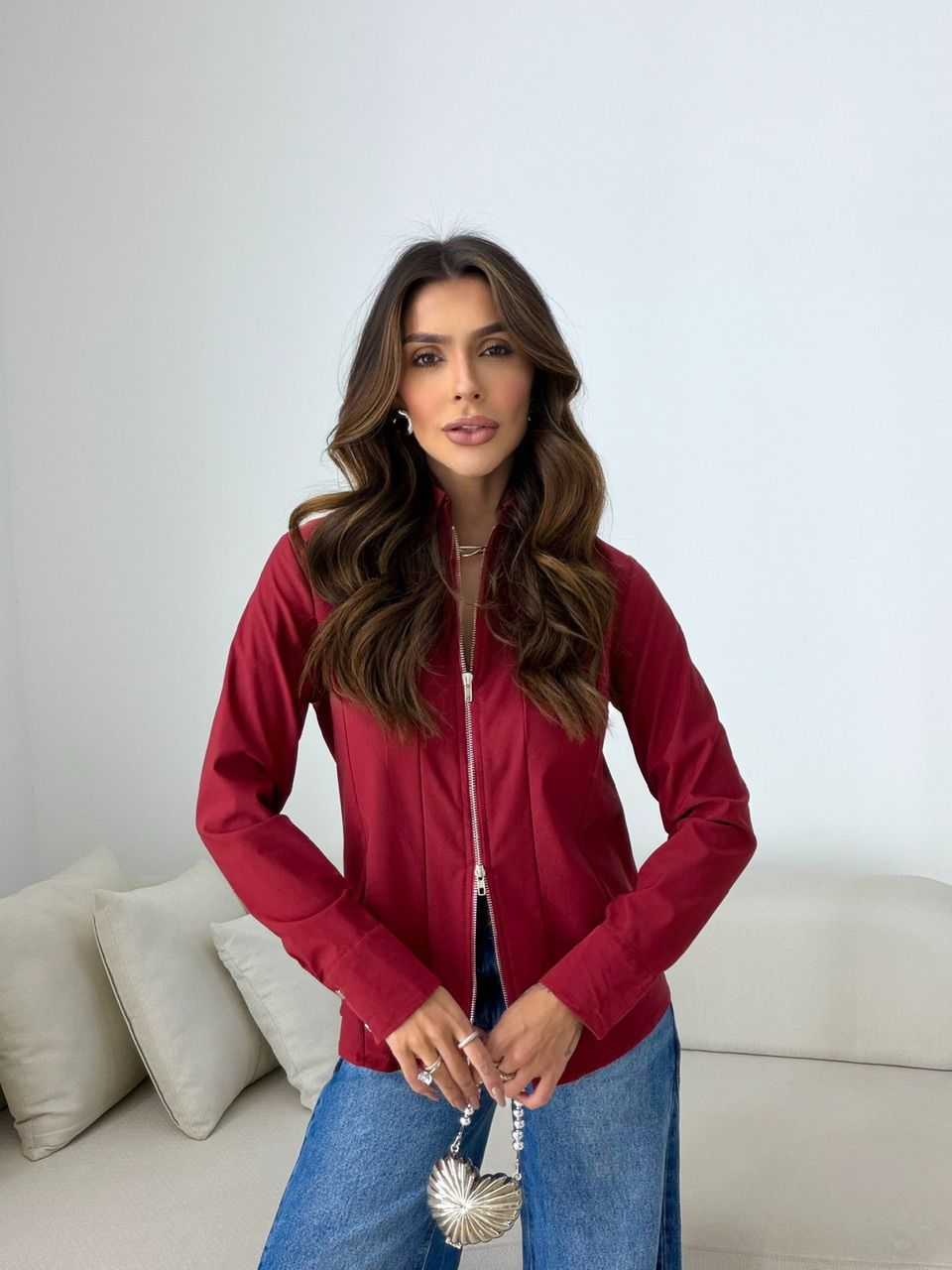 CAMISA ANA JULIA ZÍPER VINHO