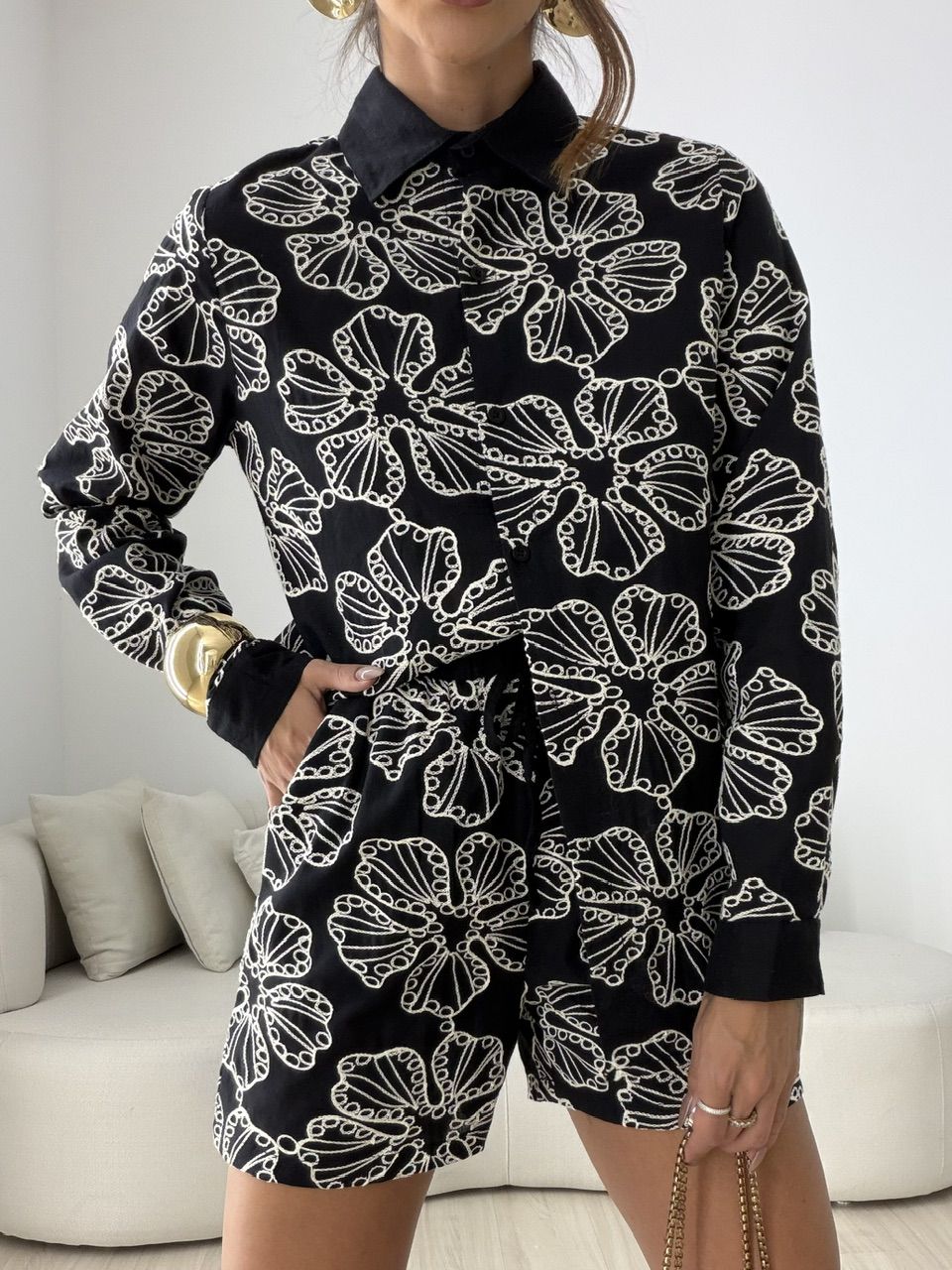CONJUNTO MARIANA BORDADO PRETO