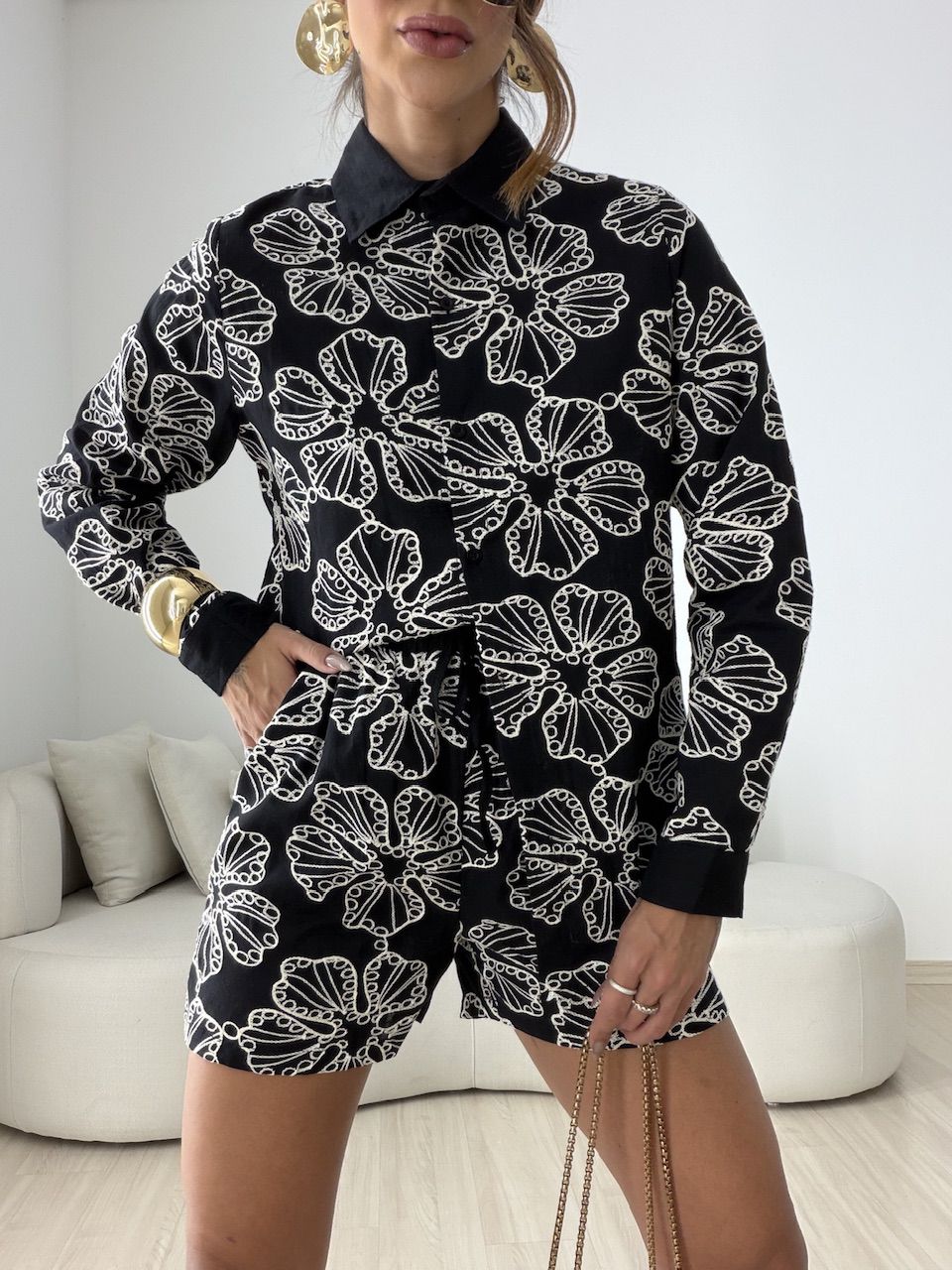 CONJUNTO MARIANA BORDADO PRETO
