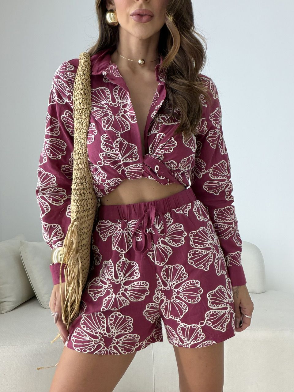 CONJUNTO MARIANA BORDADO VINHO