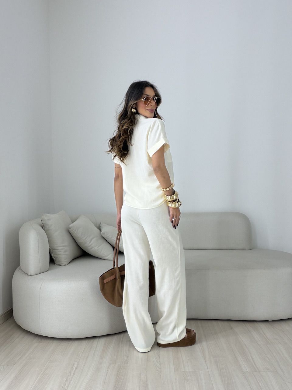 CALÇA ANA LIVIA LASTEX CREME