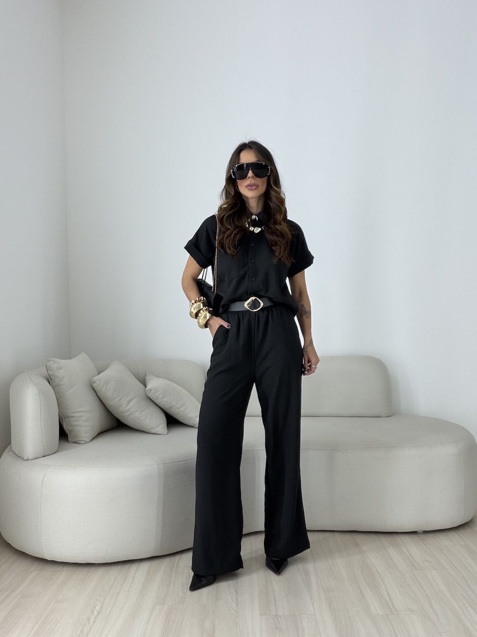 CALÇA ANA LIVIA LASTEX PRETA