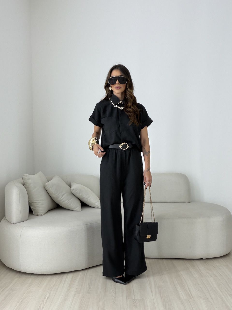 CALÇA ANA LIVIA LASTEX PRETA