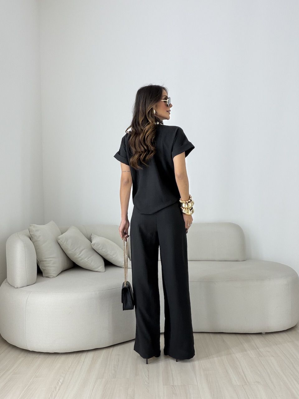 CALÇA ANA LIVIA LASTEX PRETA