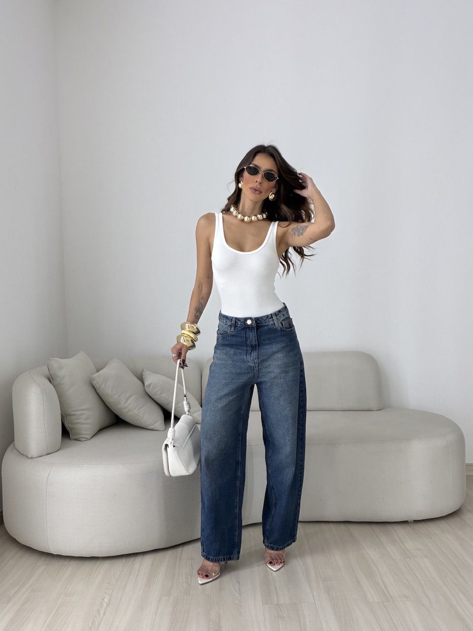 CALÇA AURORA BALLOON JEANS ESCURO
