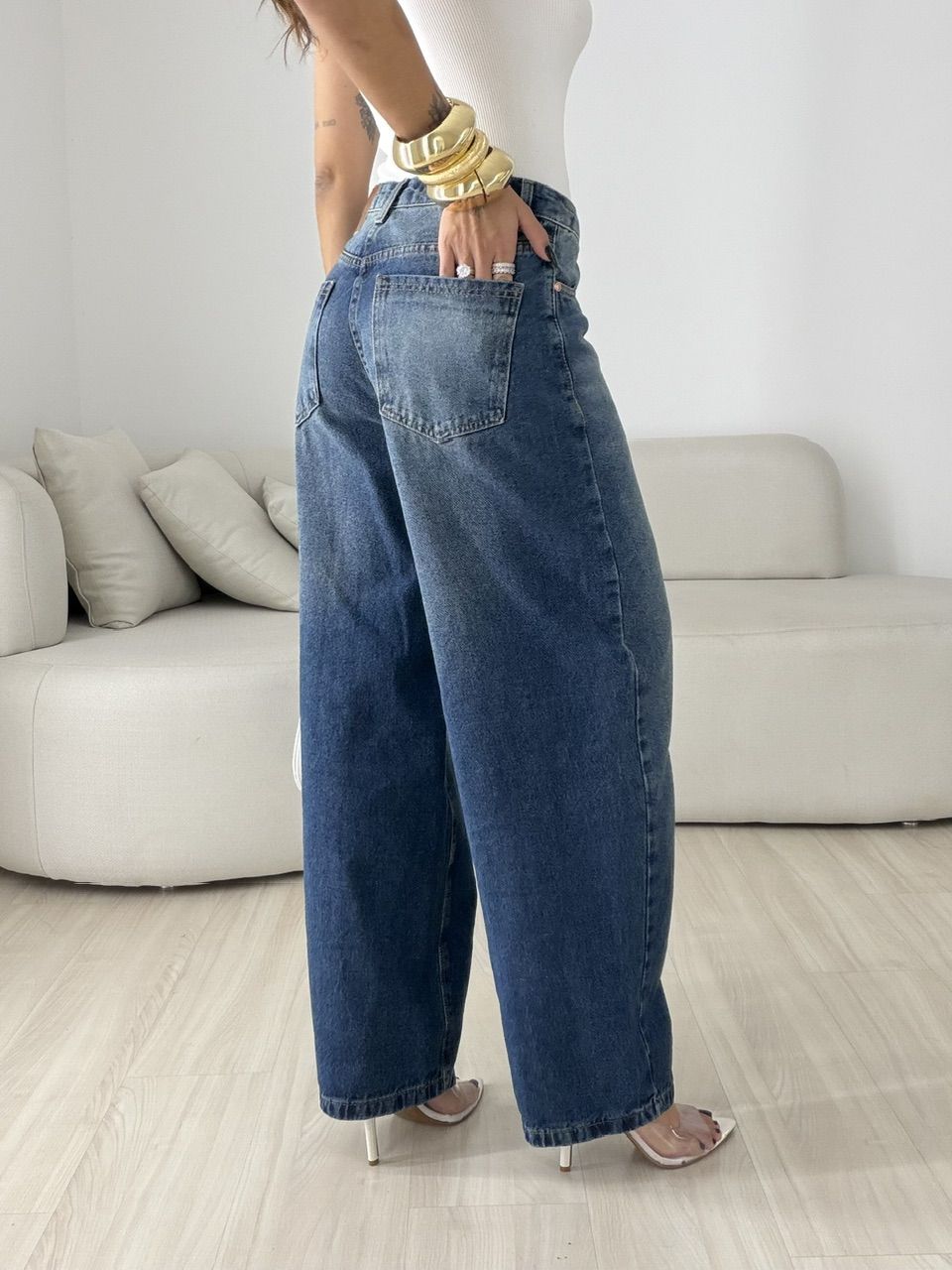 CALÇA AURORA BALLOON JEANS ESCURO