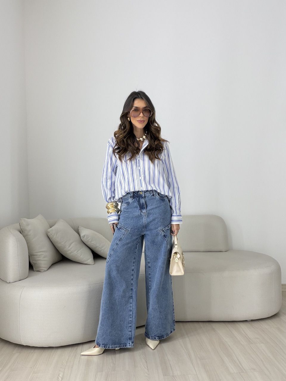 CAMISA HELENA LISTRADA AZUL