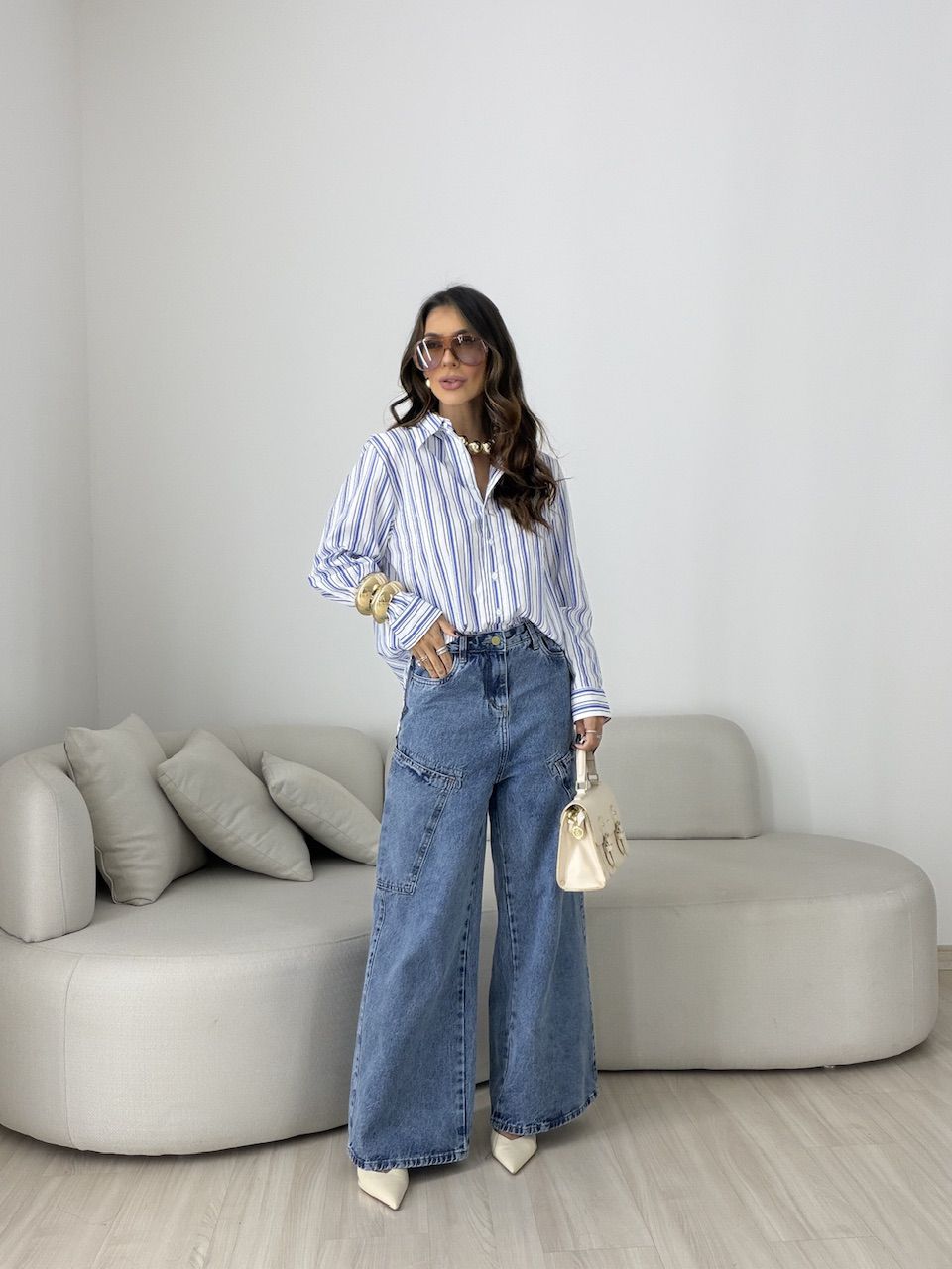 CAMISA HELENA LISTRADA AZUL