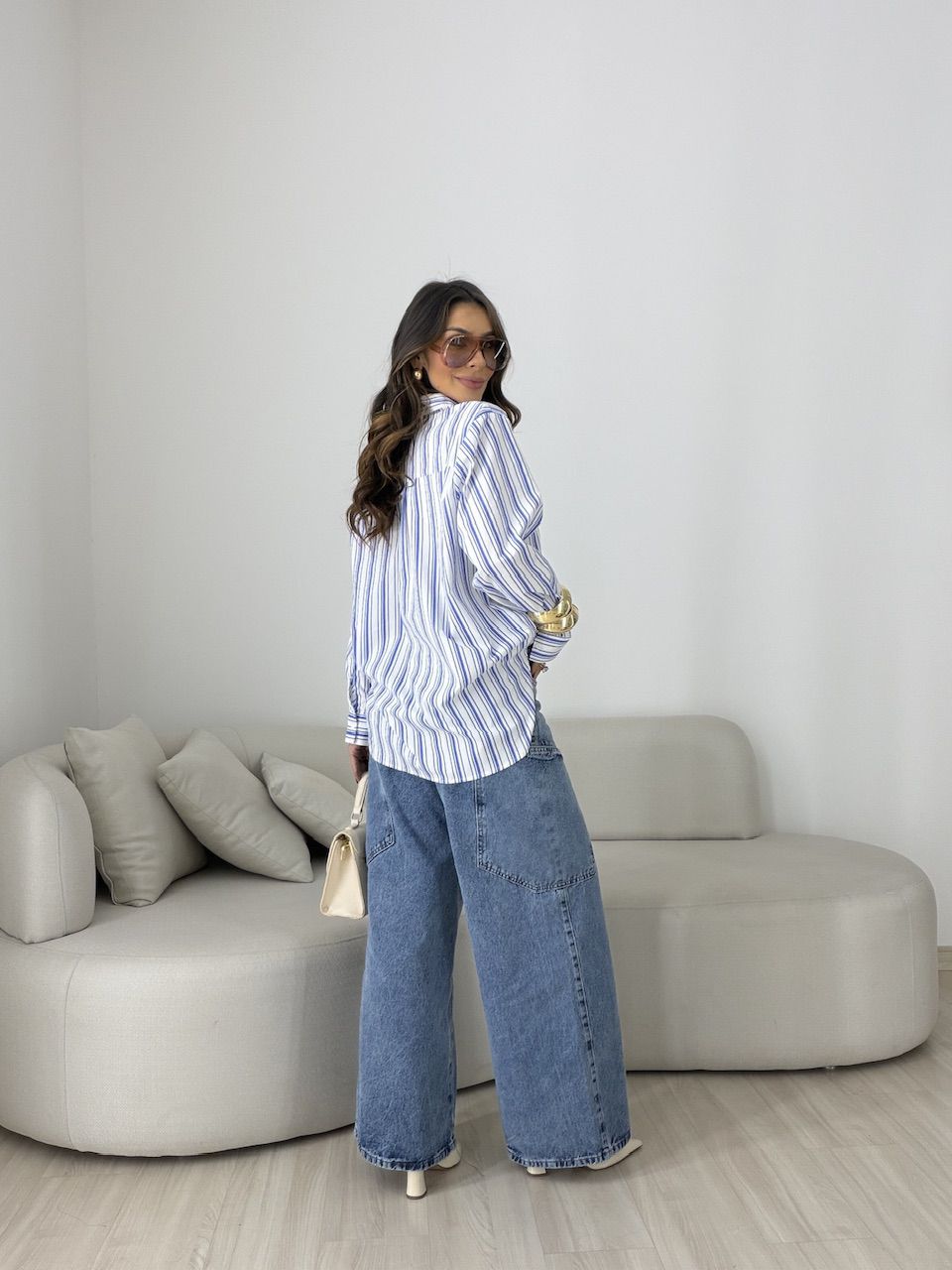 CAMISA HELENA LISTRADA AZUL