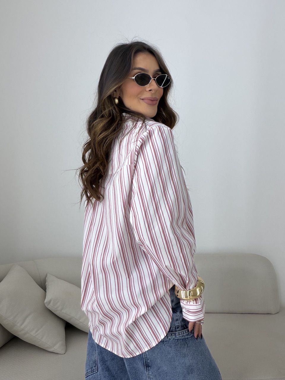 CAMISA HELENA LISTRADA ROSA