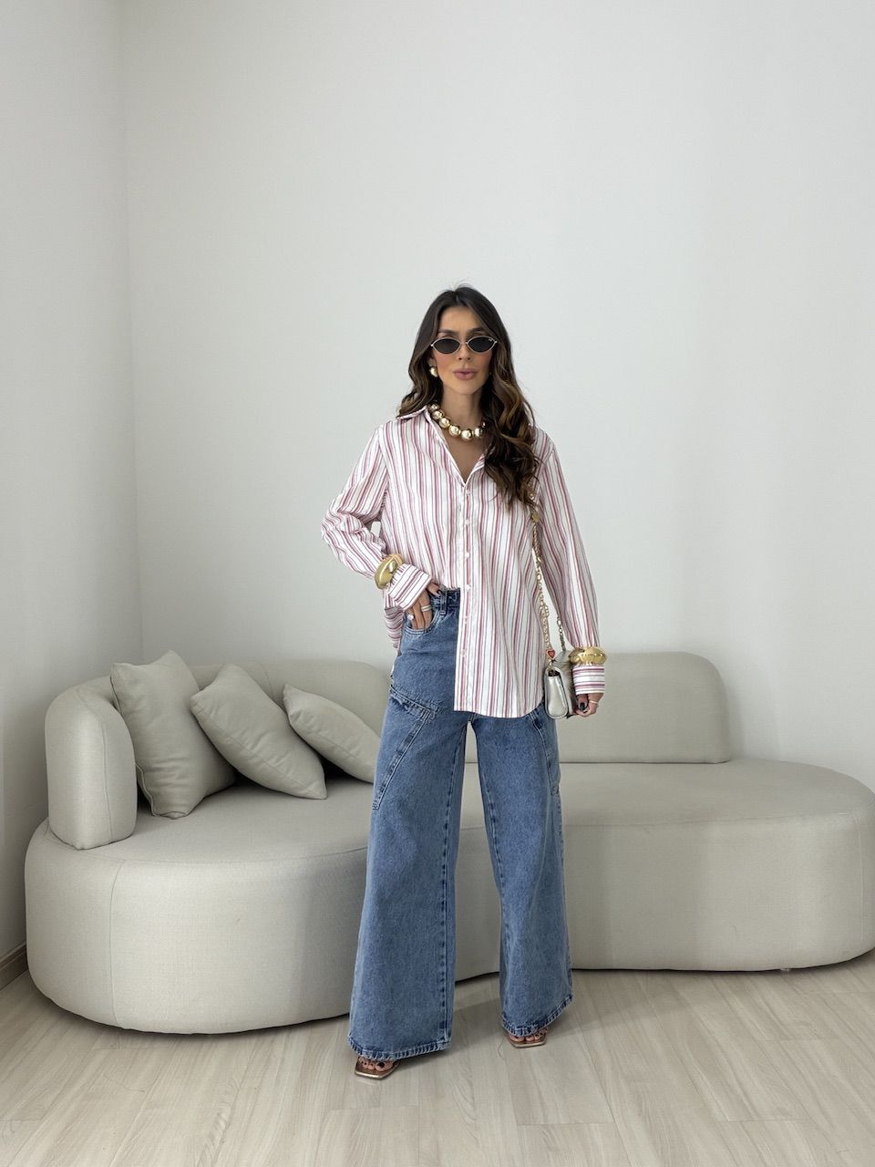 CAMISA HELENA LISTRADA ROSA