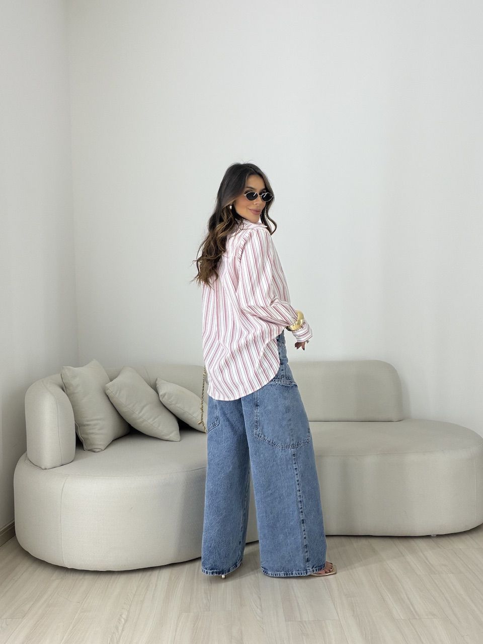 CAMISA HELENA LISTRADA ROSA