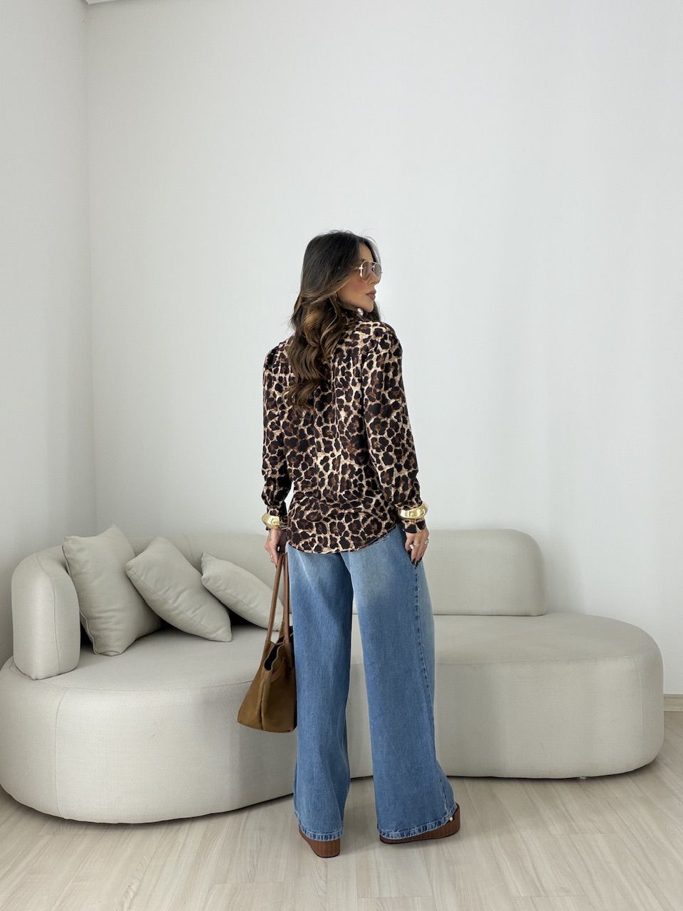 CAMISA LÍDIA ANIMAL PRINT MARROM
