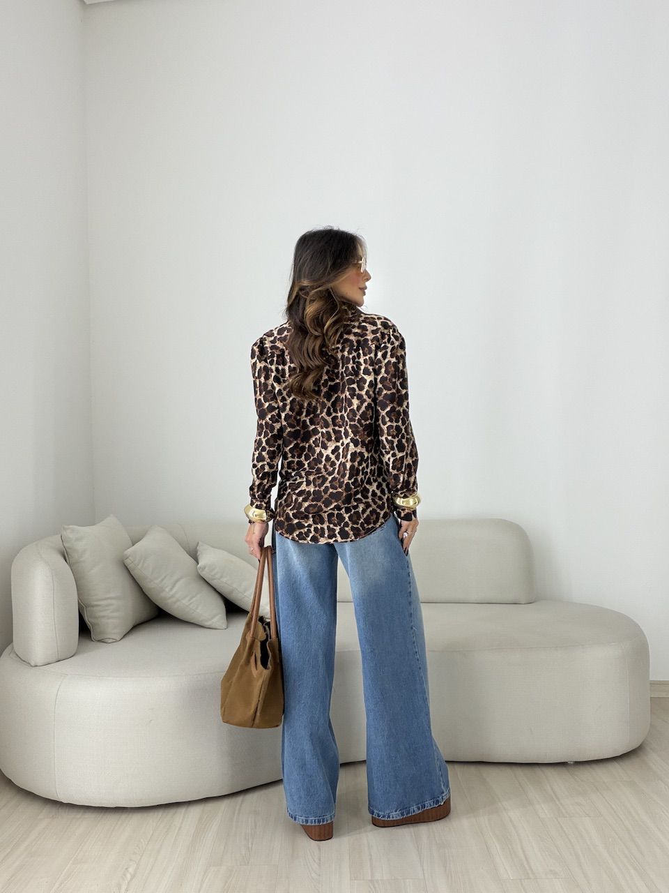 CAMISA LÍDIA ANIMAL PRINT MARROM