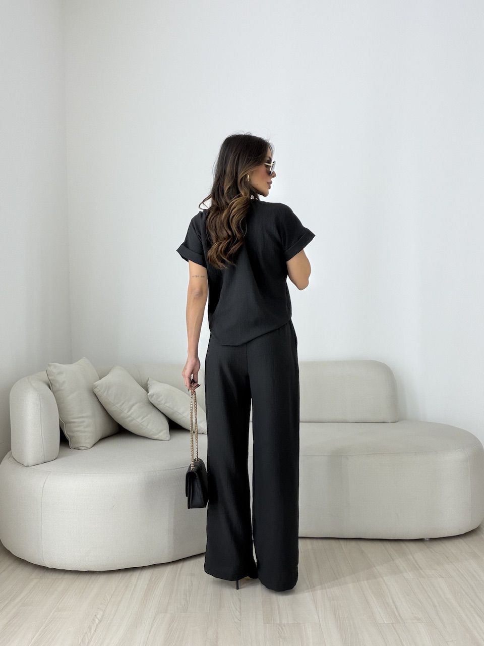 CAMISA MARÍLIA MANGA CURTA PRETA