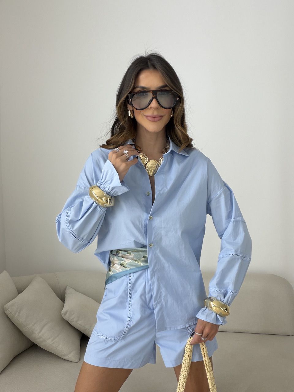CONJUNTO SANDRA CAMISA SHORT AZUL
