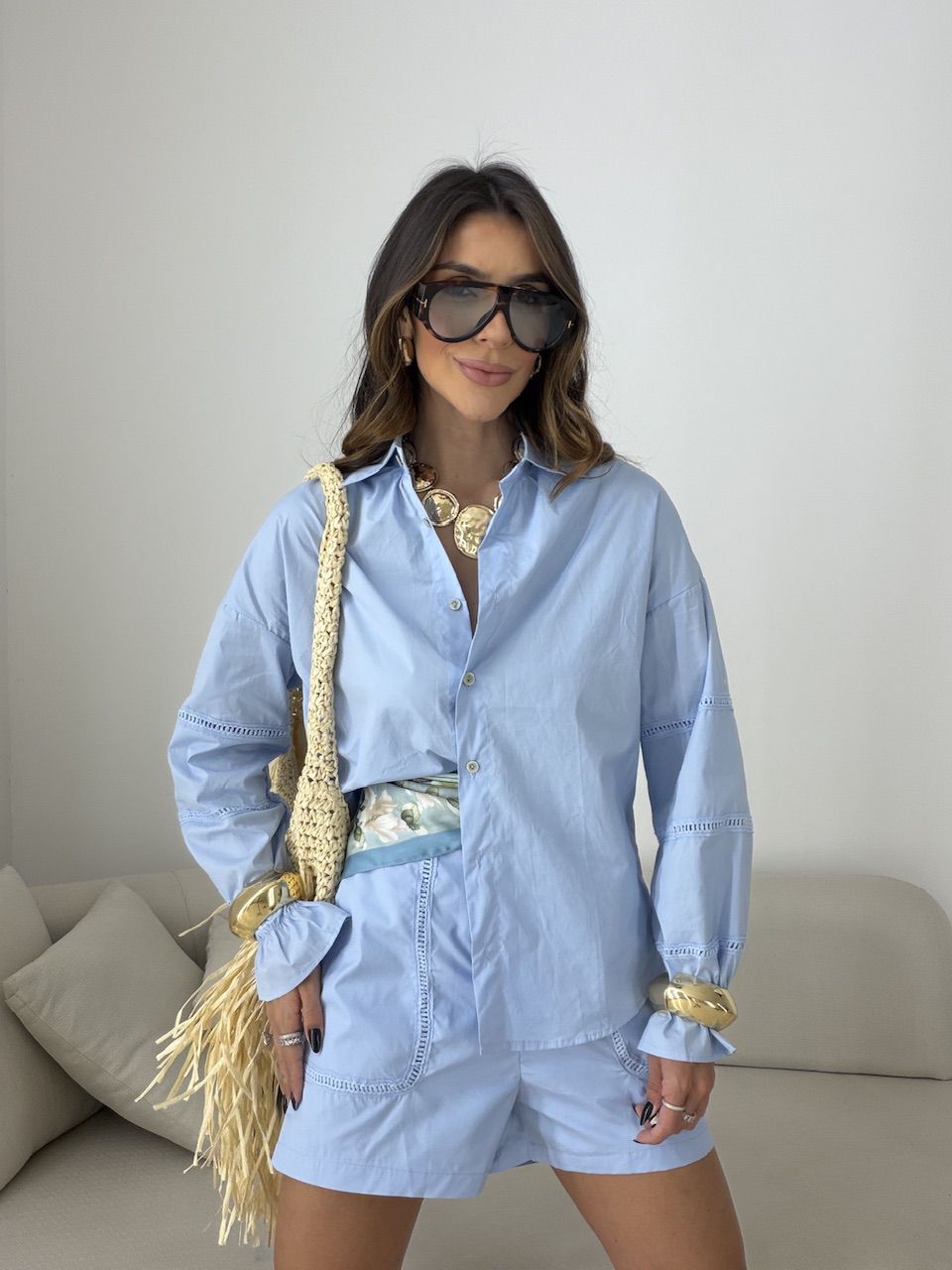 CONJUNTO SANDRA CAMISA SHORT AZUL