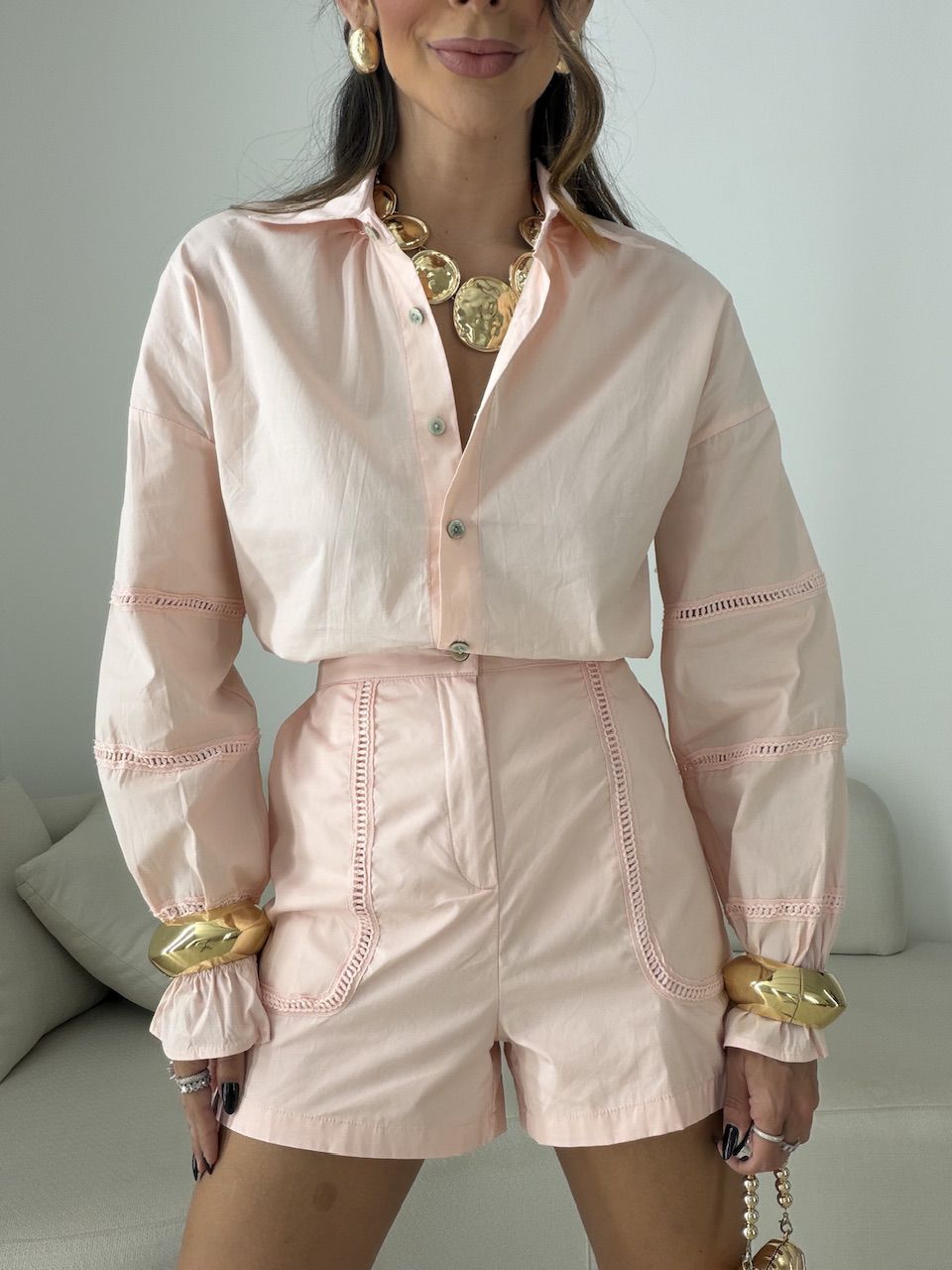 CONJUNTO SANDRA CAMISA SHORT ROSA