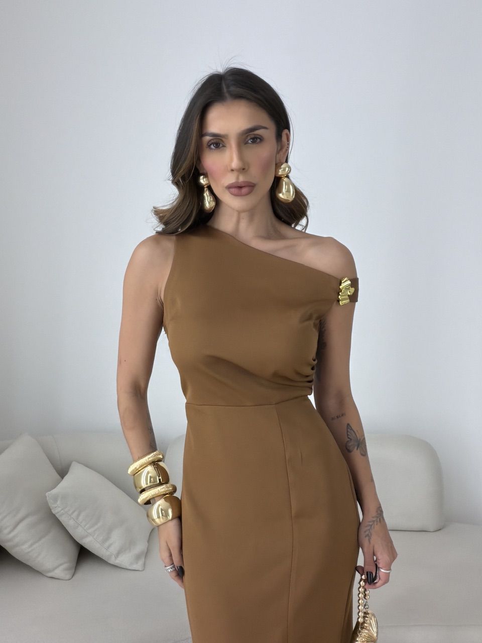 VESTIDO CAROL FENDA MARROM