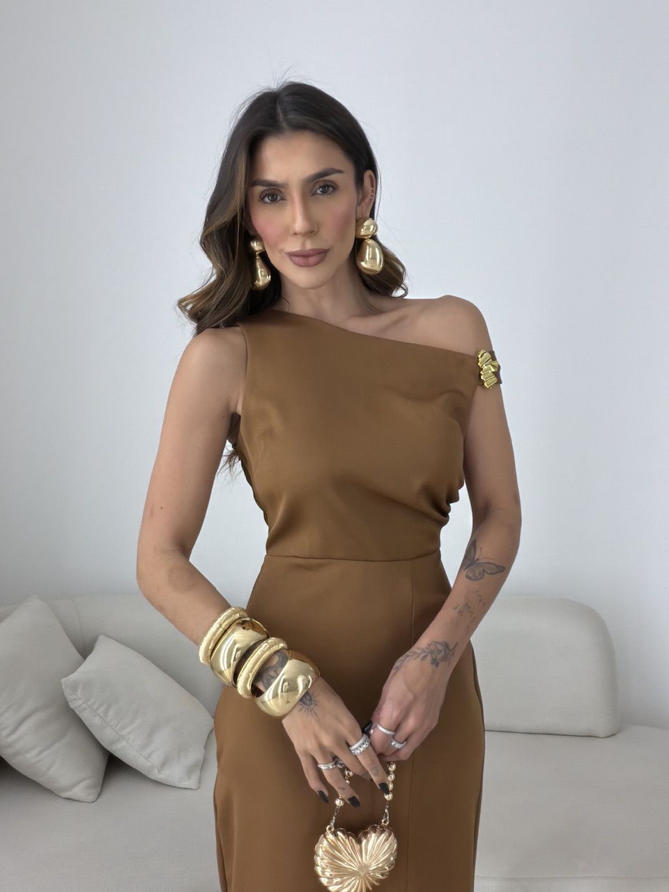 VESTIDO CAROL FENDA MARROM
