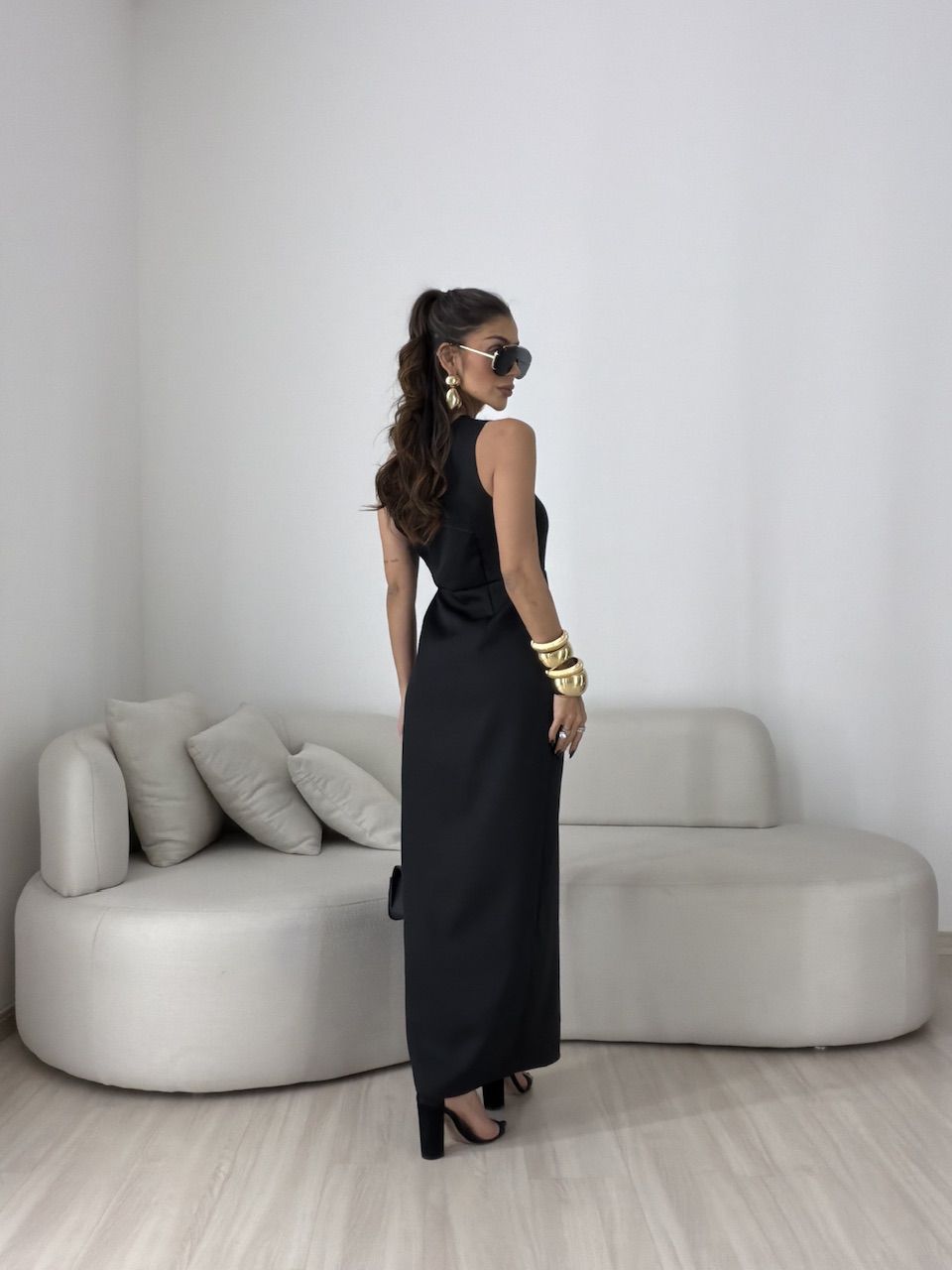 VESTIDO CAROL FENDA PRETO