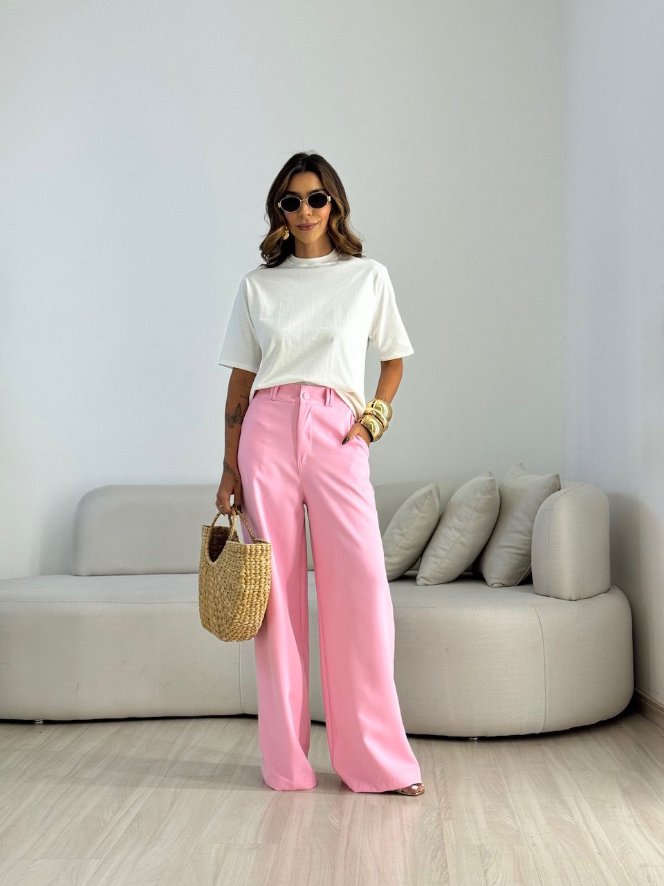 CALÇA LAILA ALFAIATARIA ROSA