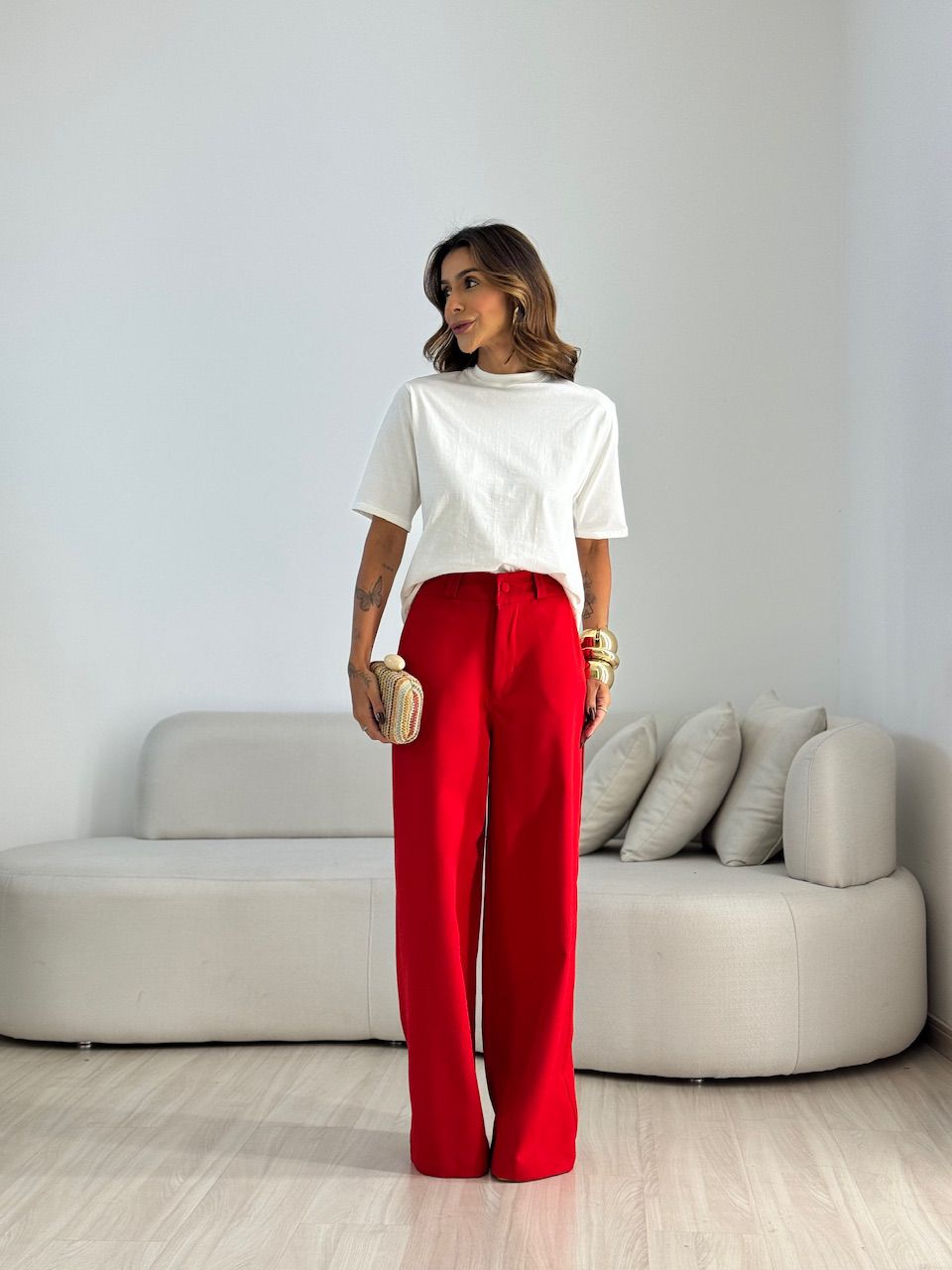 CALÇA LAILA ALFAIATARIA VERMELHA