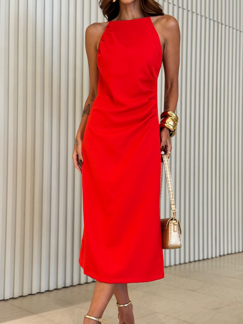 VESTIDO ANA ELISA LONGUETE VERMELHO