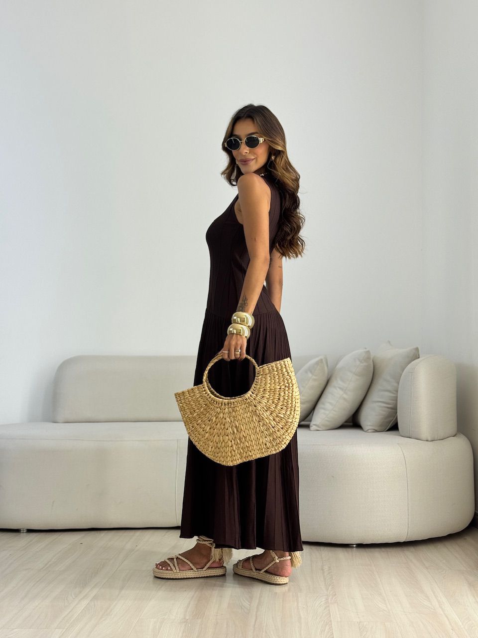 VESTIDO DAFNE TRICOT CAFÉ
