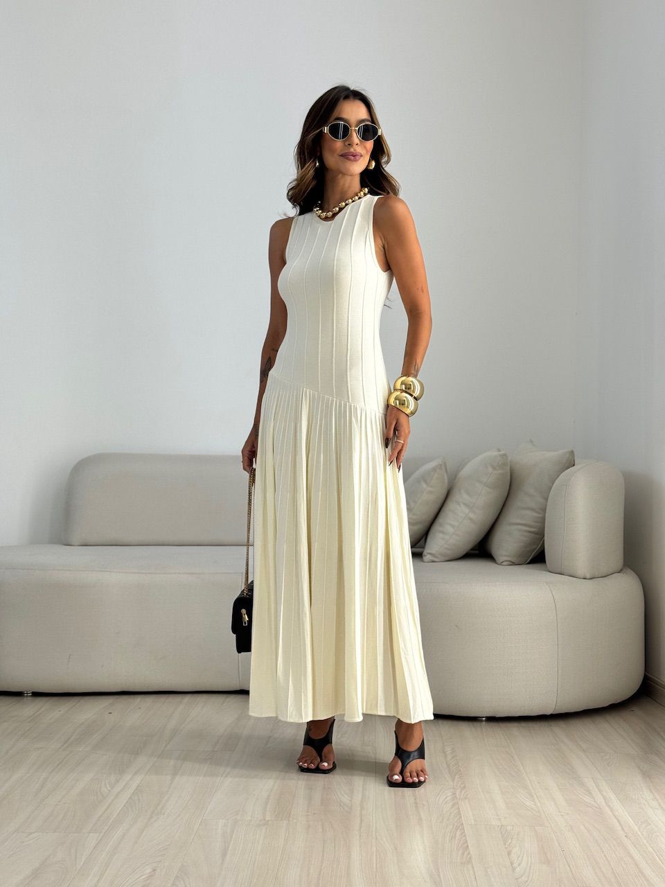 VESTIDO DAFNE TRICOT MARFIM