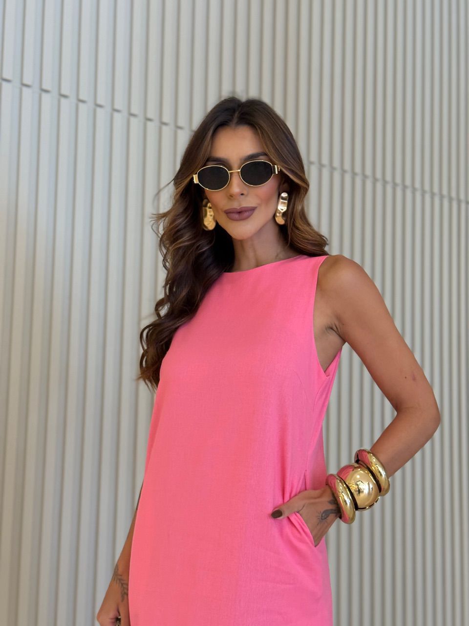 VESTIDO SABRINA LONGUETE ROSA