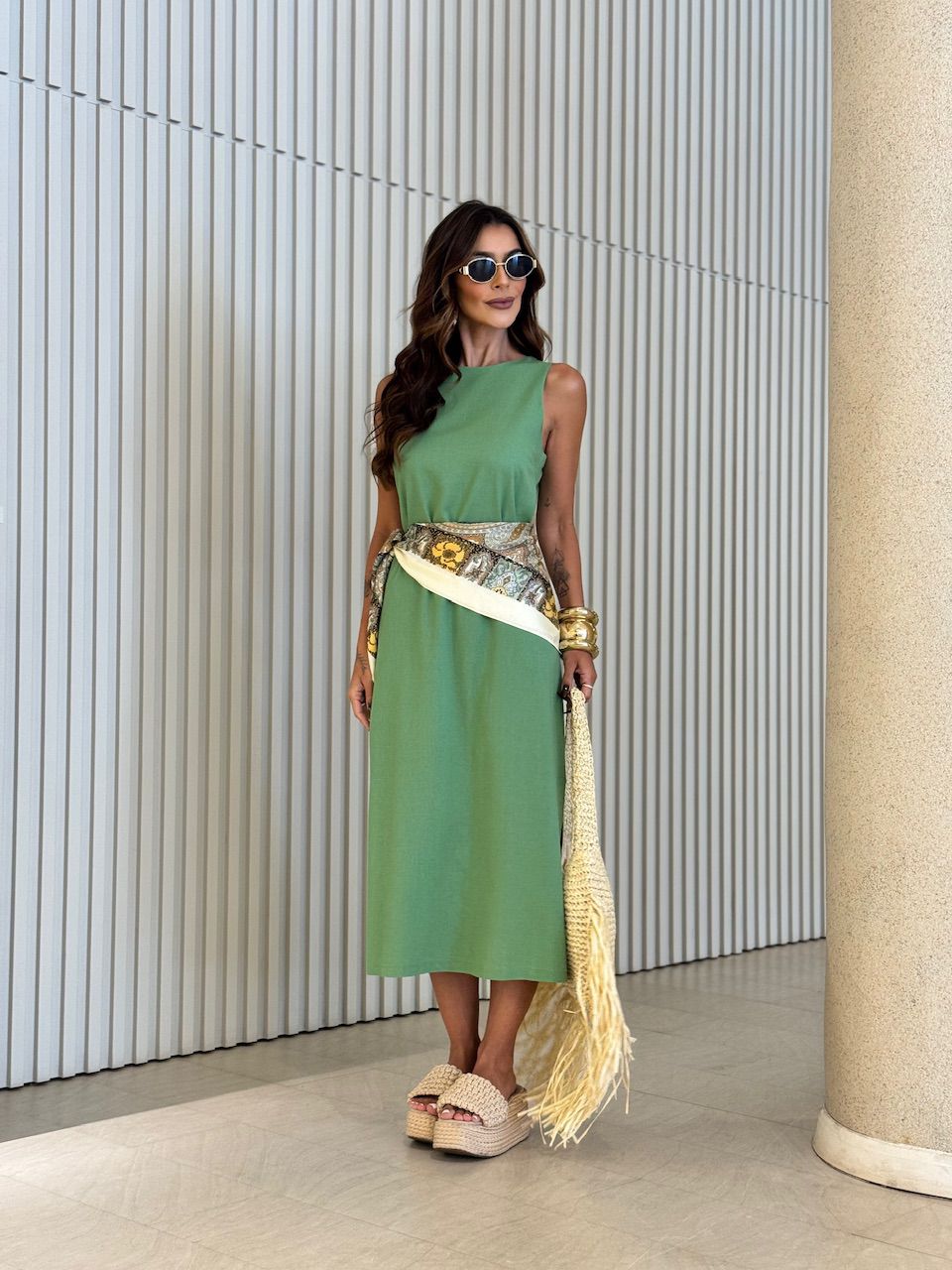 VESTIDO SABRINA LONGUETE VERDE