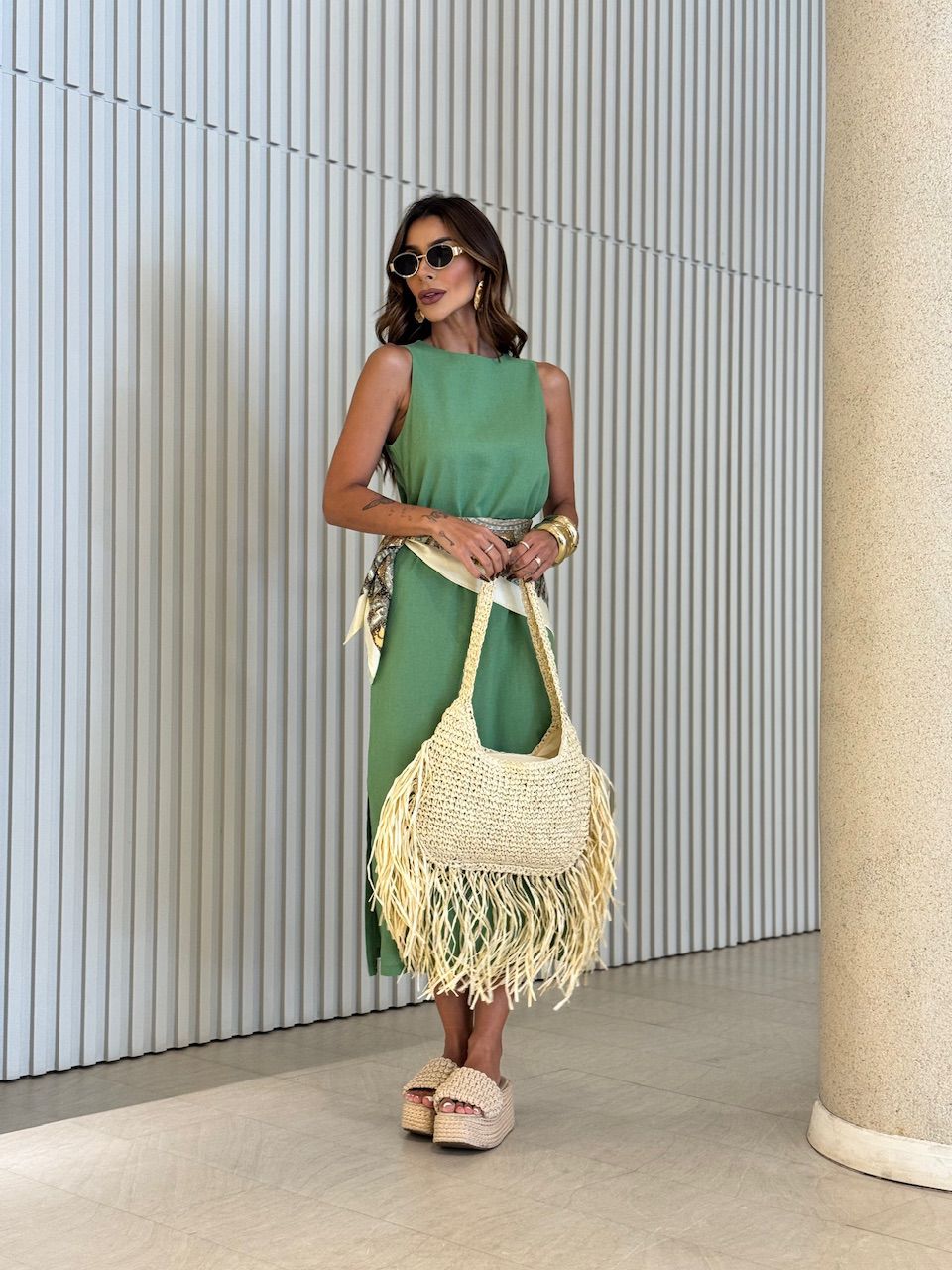 VESTIDO SABRINA LONGUETE VERDE
