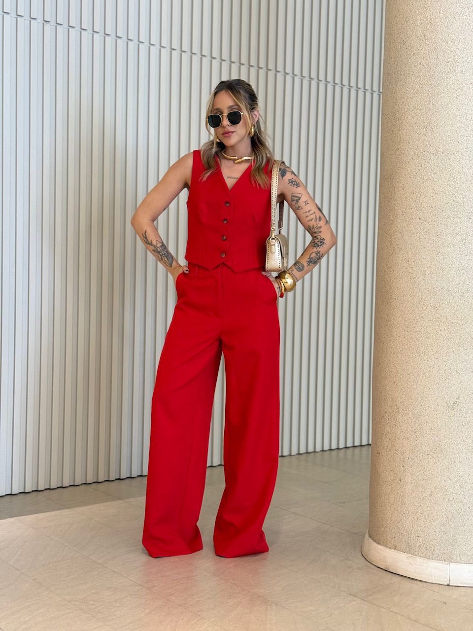 CONJUNTO VIRGÍNIA CALÇA VERMELHO - 0060780006 - CAROLLA FERRARO