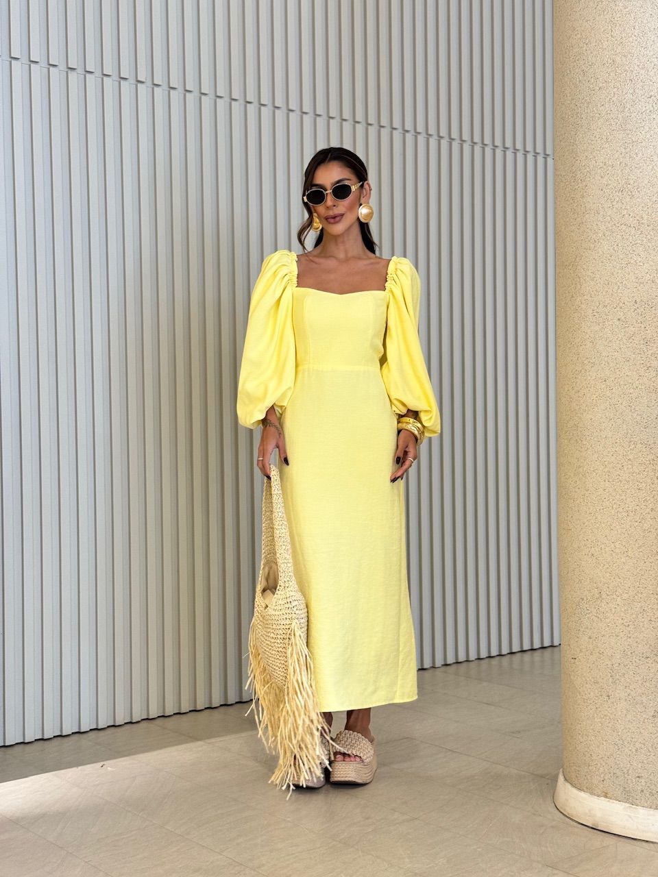 VESTIDO CF CHARLOTTE Amarelo - 0056580111 - CAROLLA FERRARO