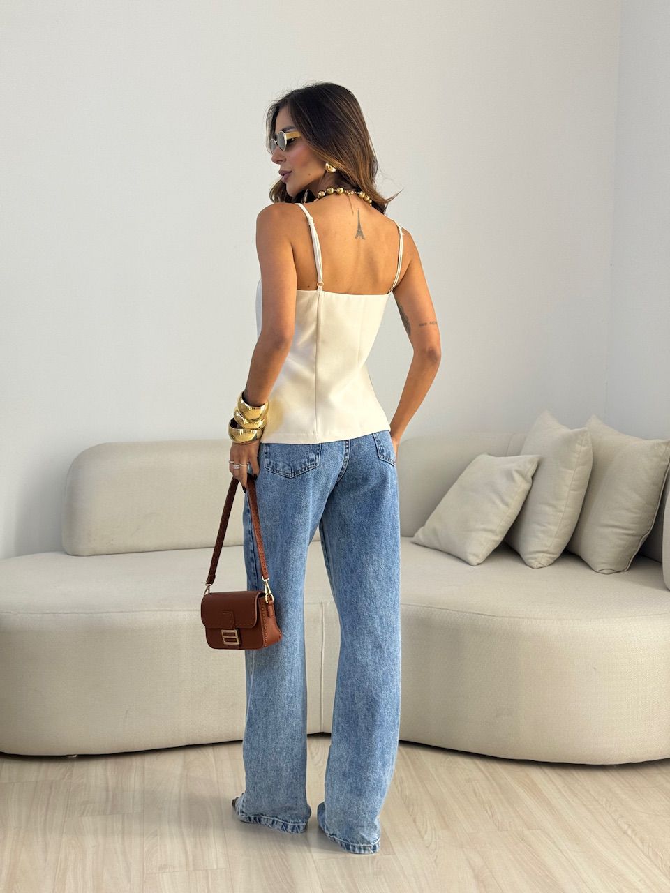 BLUSA LUNA ALFAIATARIA AREIA