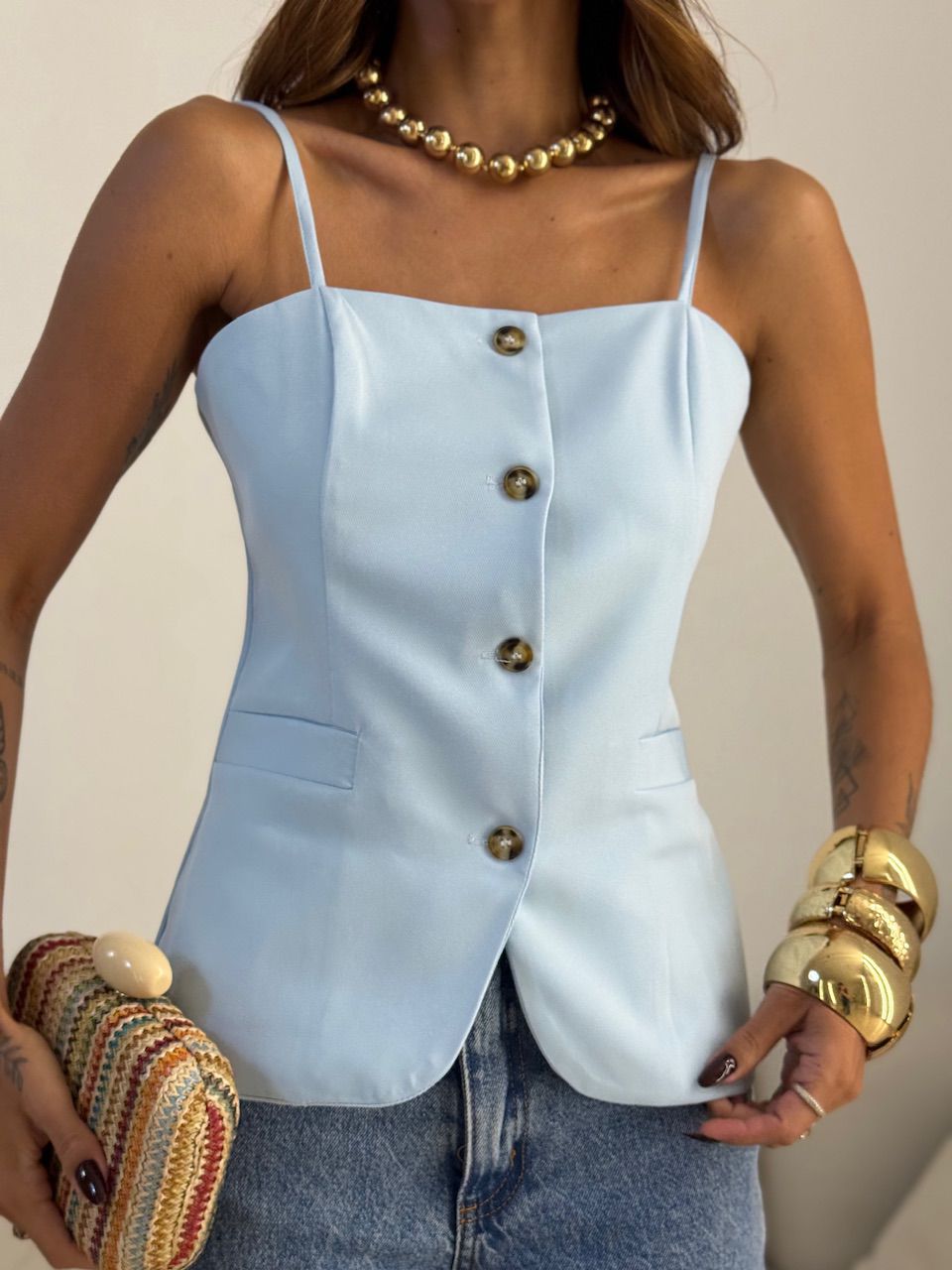 BLUSA LUNA ALFAIATARIA AZUL