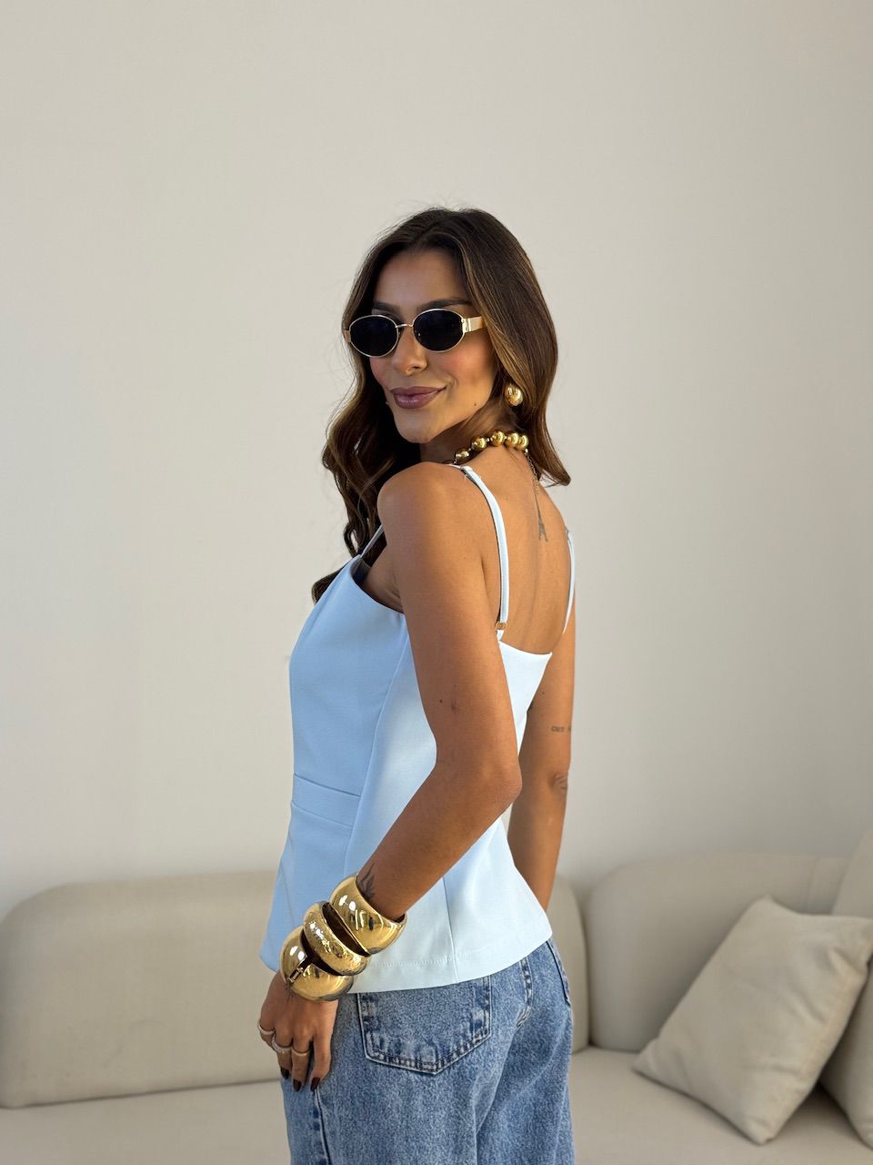 BLUSA LUNA ALFAIATARIA AZUL