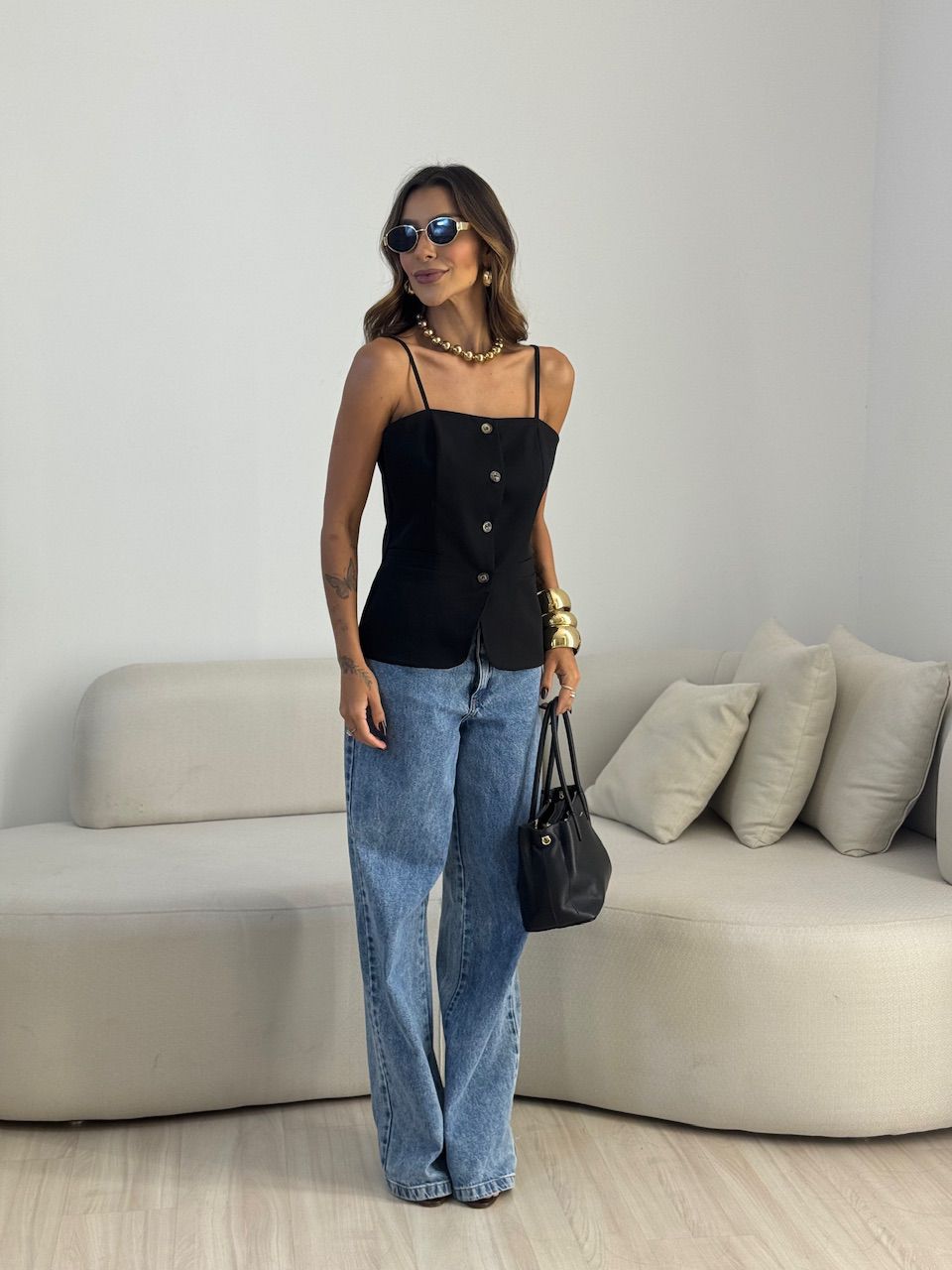 BLUSA LUNA ALFAIATARIA PRETA