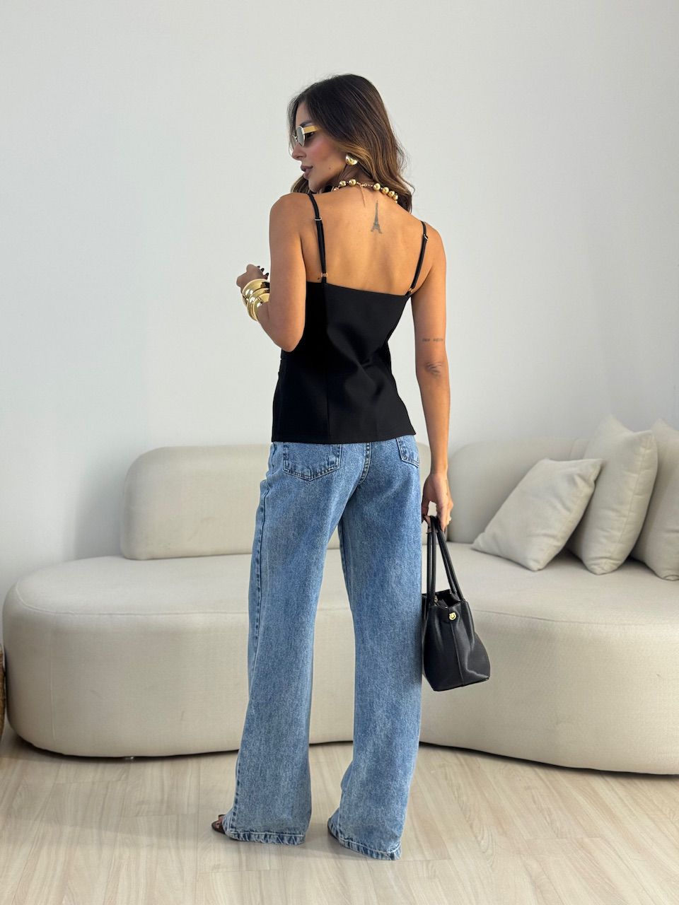 BLUSA LUNA ALFAIATARIA PRETA