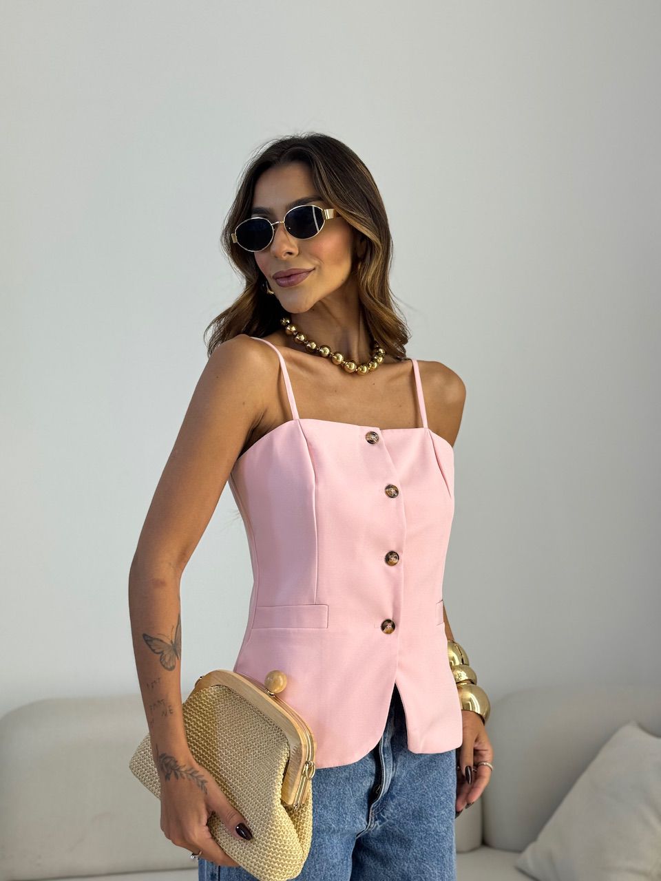 BLUSA LUNA ALFAIATARIA ROSA