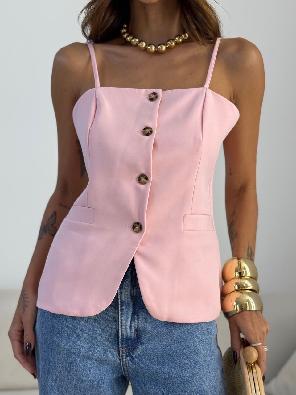 BLUSA LUNA ALFAIATARIA ROSA
