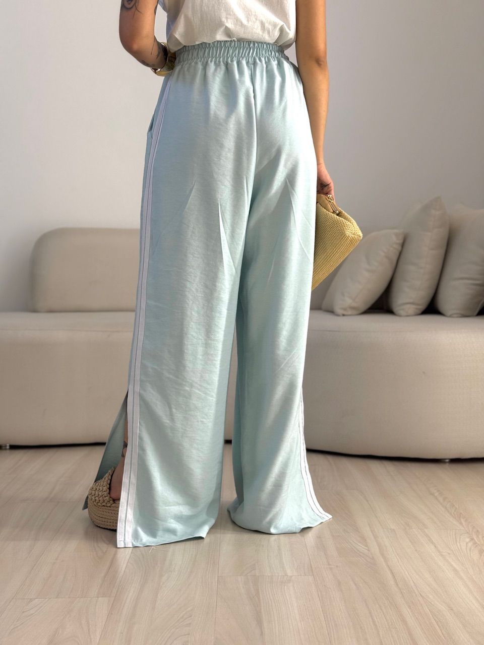 CALÇA AGNES CF LISTRAS BABY BLUE