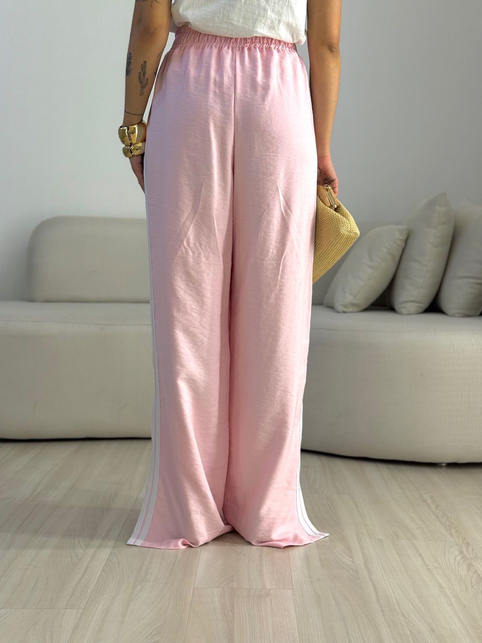CALÇA AGNES CF LISTRAS BABY PINK