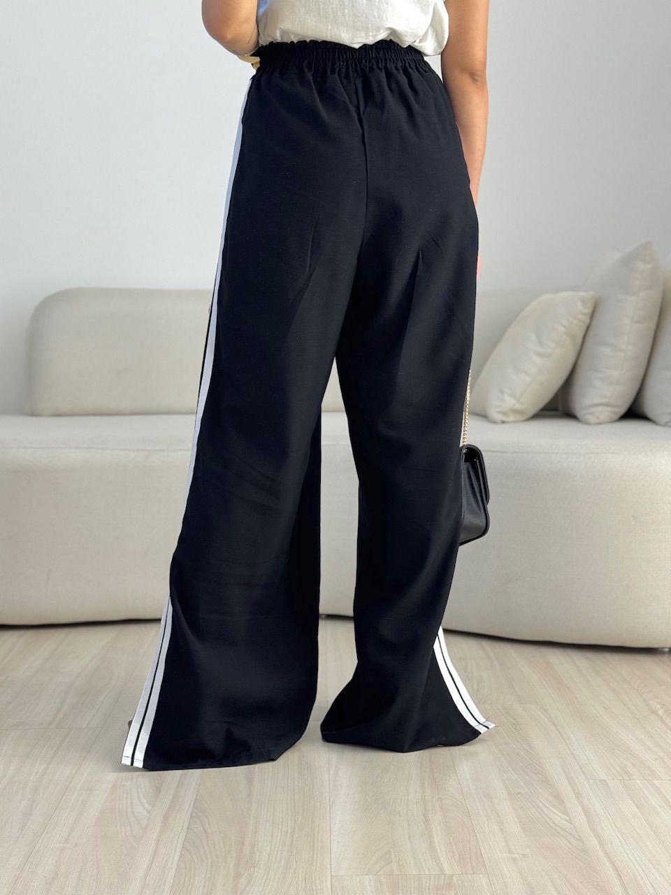 CALÇA AGNES CF LISTRAS PRETA