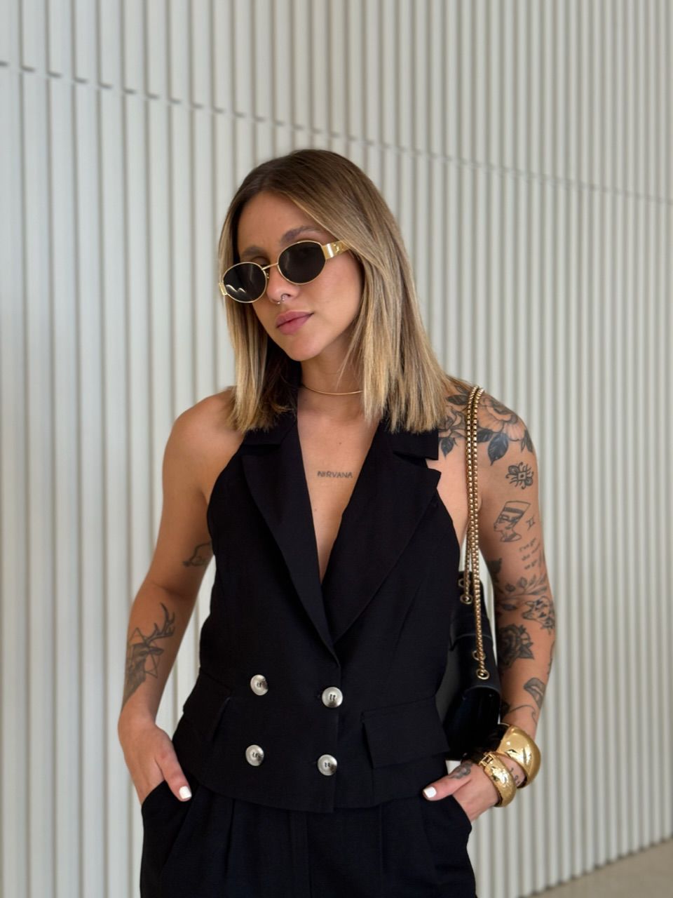 CONJUNTO MARCELA GOLA FRENTE ÚNICA PRETO